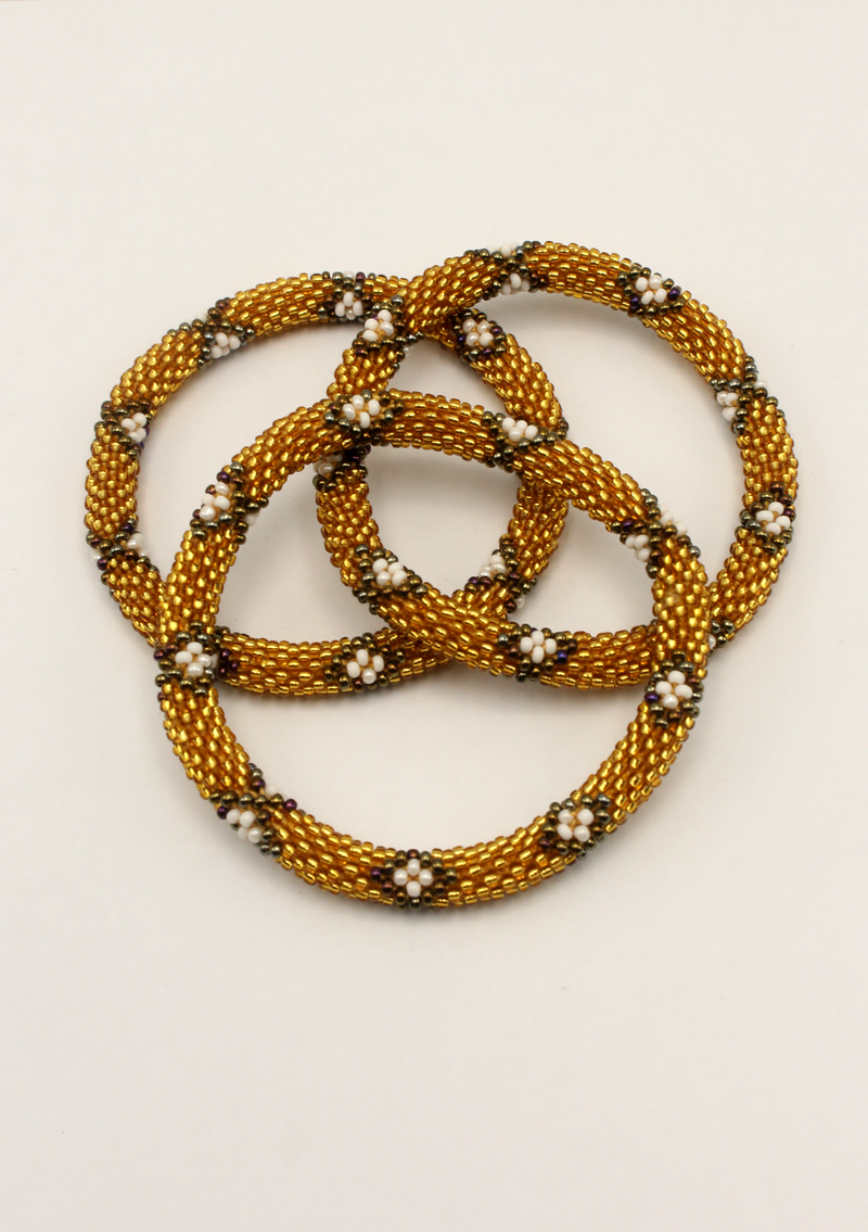 Golden Roll on Beads  James Bond  Bracelet