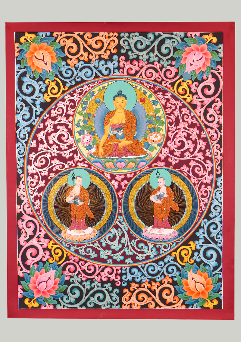 Shakyamuni Buddha Thangka Painting with disciples