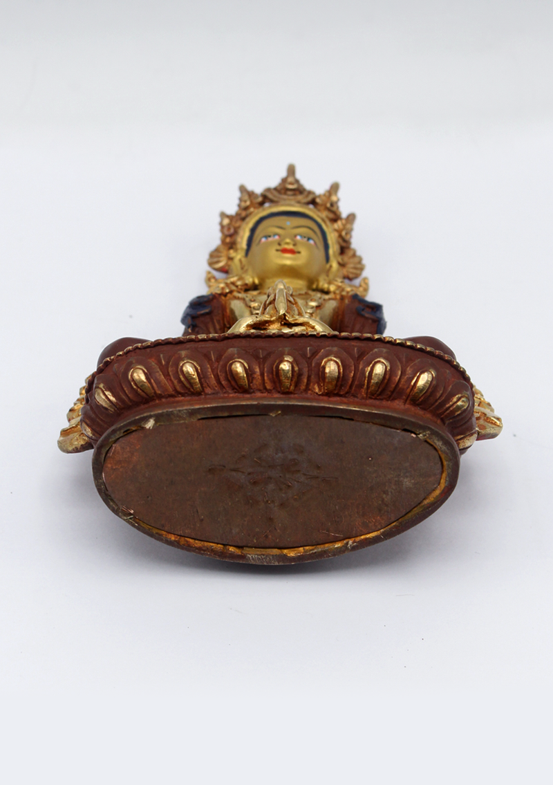 Partly Gold Plated Copper Aparmita Statue 5.5"H