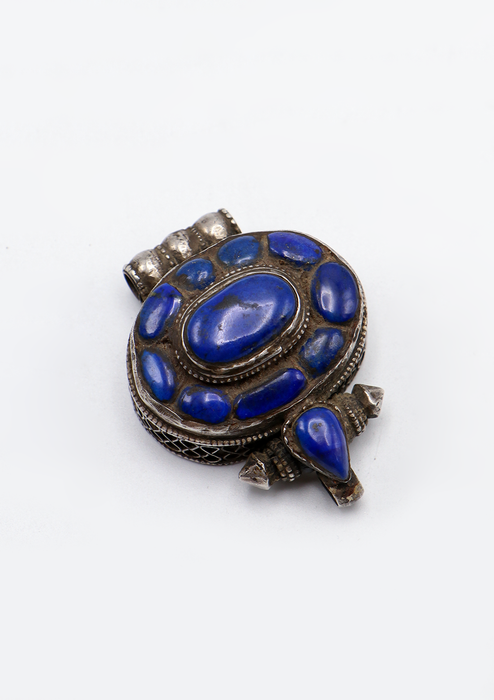 Tibetan Orginal Lapis Lazuli Silver Sterling  Ghau Pendant