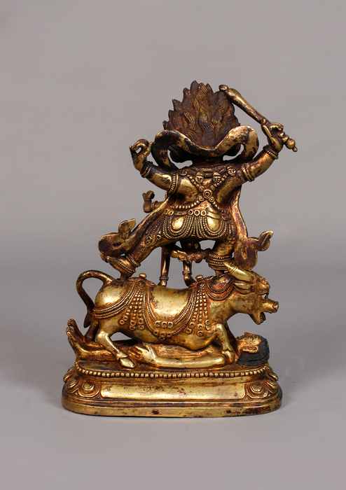 Fully Gold Plated Antique Yamantaka with sword Statue
