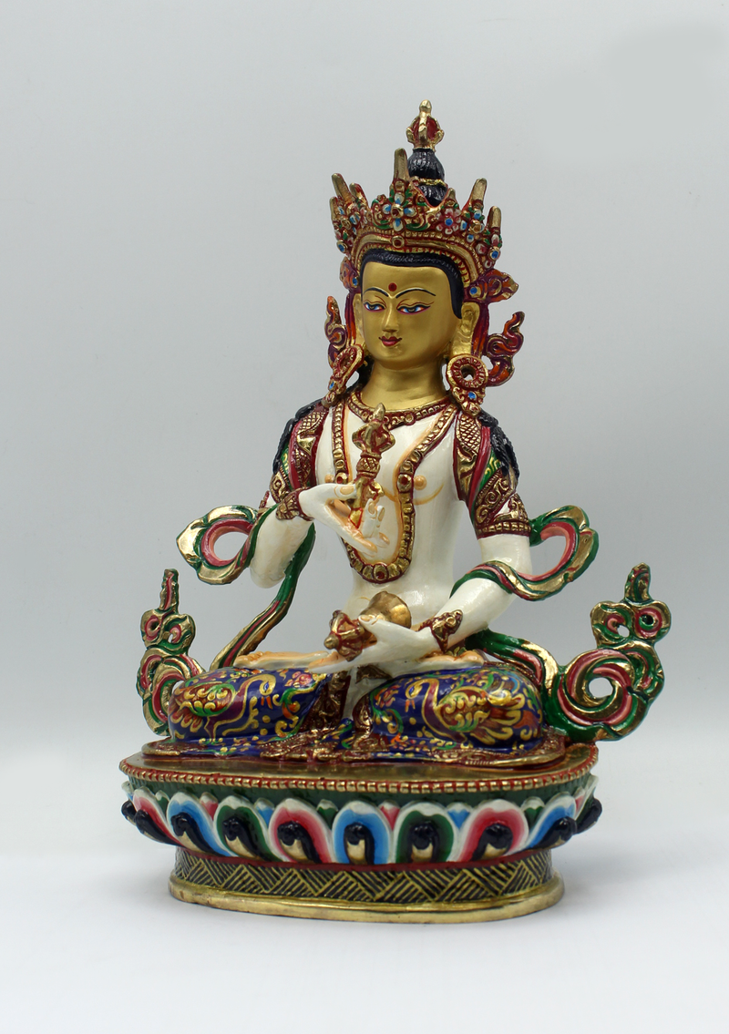 Masterpiece Painted 24 K Gold Bodhisattva Vajrasattva Statue 9"H