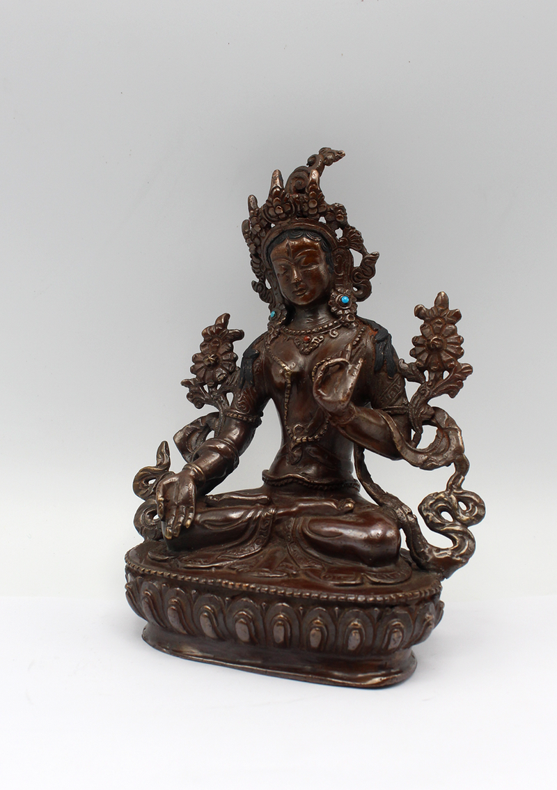 Copper White Tara Statue 6" H
