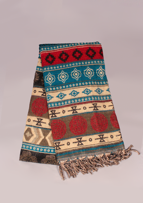 Handloomed Swirl Pattern Woolen Shawl - Anarkali