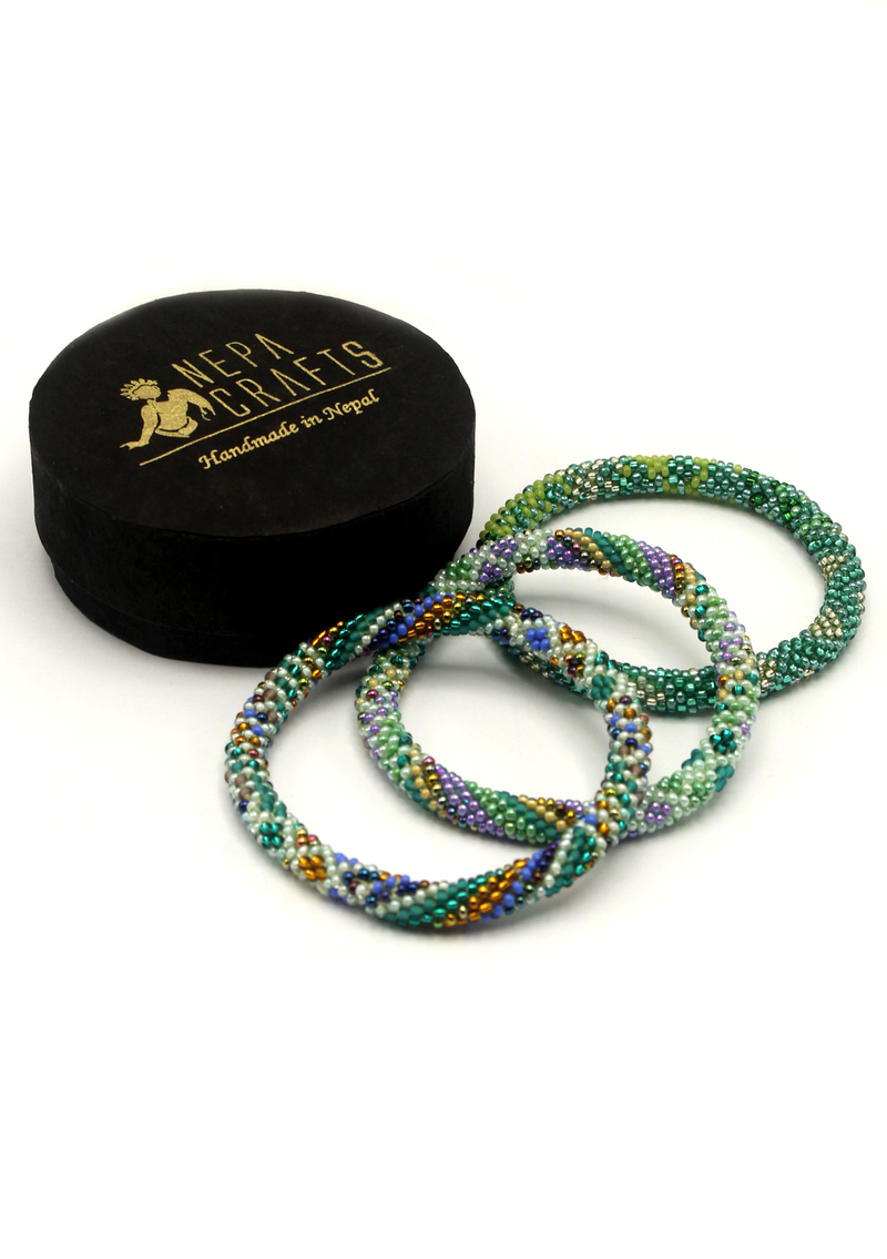 Meera Peak Roll on Beads Bracelet Gift Set of 3 in Eco-Friendly Jewelry Box