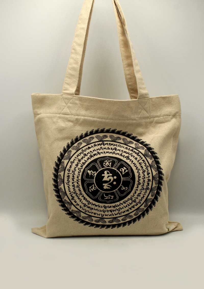Cotton Om Mani Mandala Printed Tote Bag