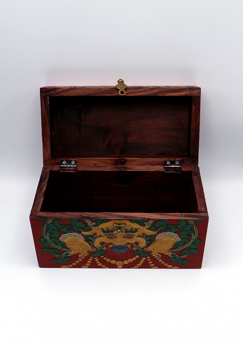 Handpainted Tibetan Cheppu Wooden Box 10"