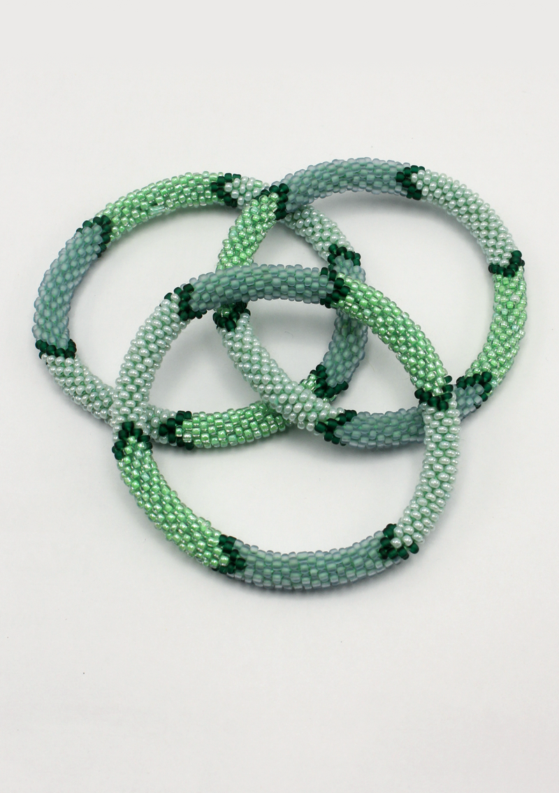 Blue Stripe Reef Roll on Beads Bracelet