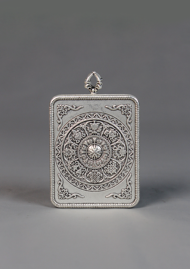 Guru Rinpoche Thangka Amulet Pendant Silver Color Frame