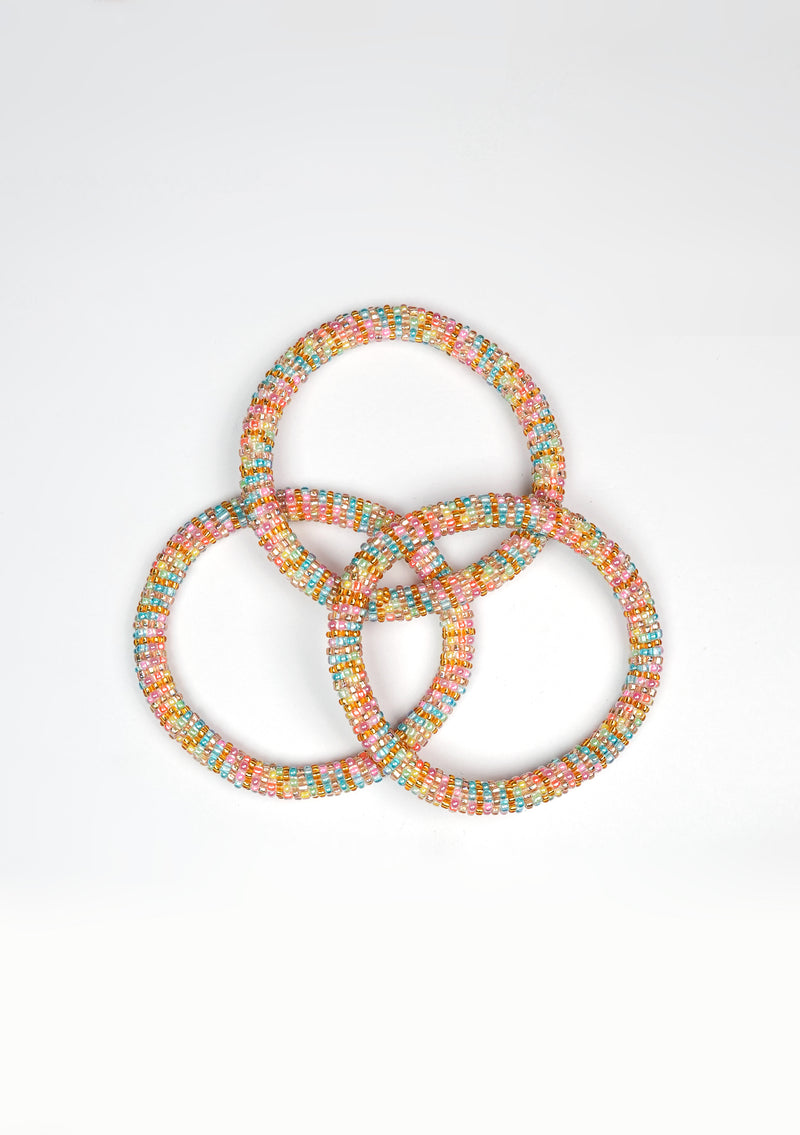 Soft Pastel Nepalese Roll Bead Bracelet