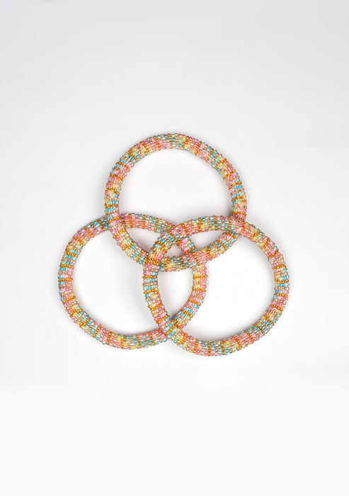 Soft Pastel Nepalese Roll Bead Bracelet