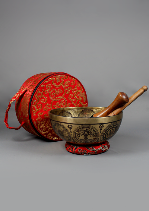 Hand Painted Avalokiteshvara Singing Bowl D Note Red