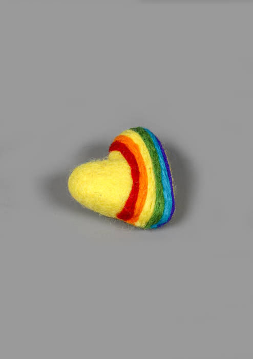 Felt Woolen Heart Shaped Rainbow Brooch