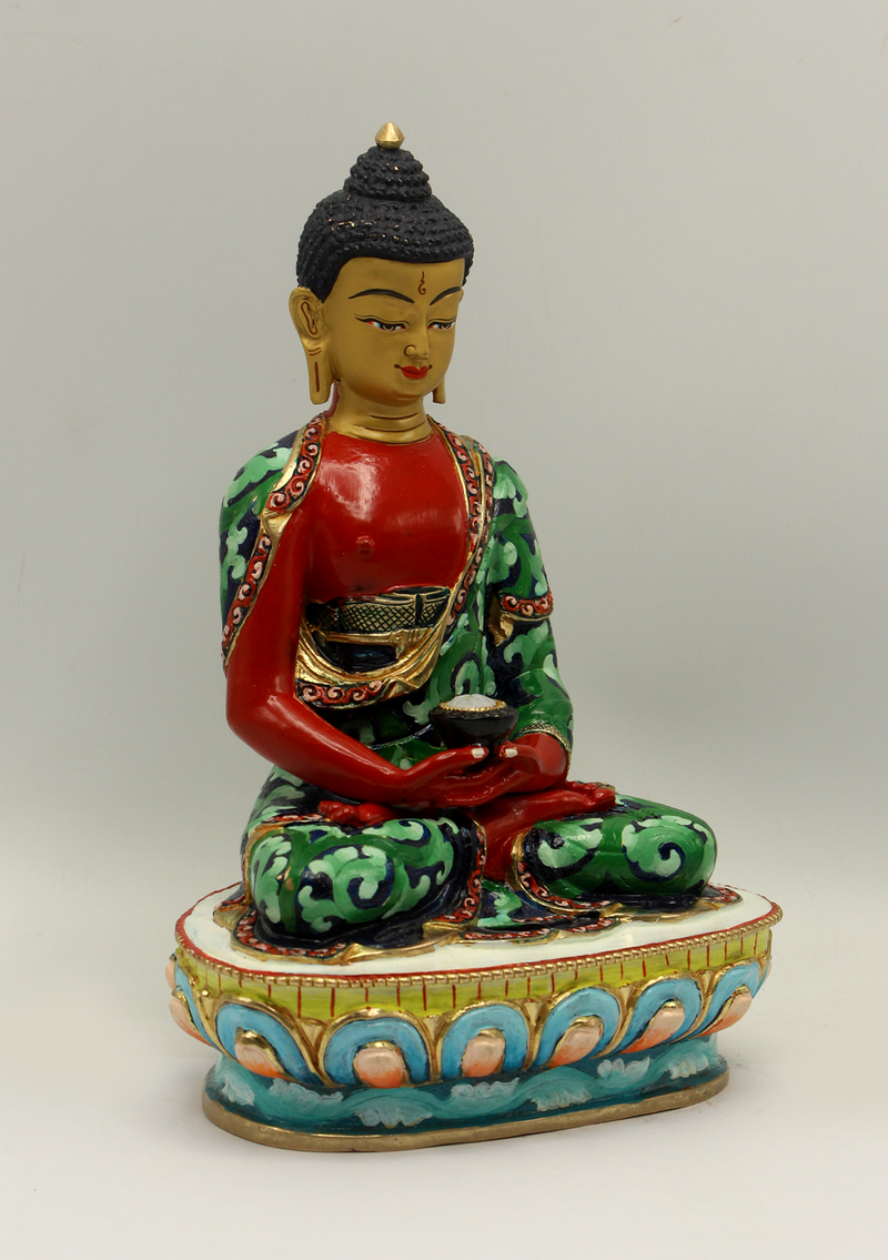 Handpainted  Gold plated Amitabha Buddha Statue 8"H