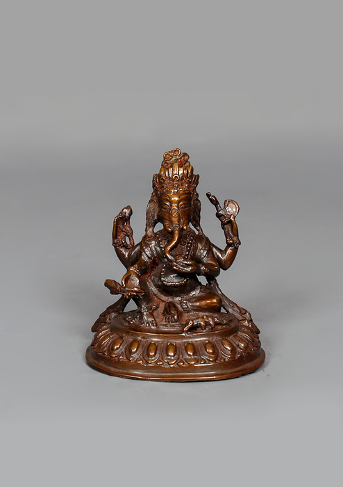 Copper  Oxydized Ganesha Statue 3.6" H