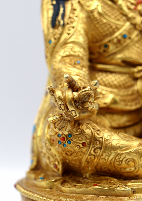 Full Gold Plated Guru Padmasambhava Statue 11"H
