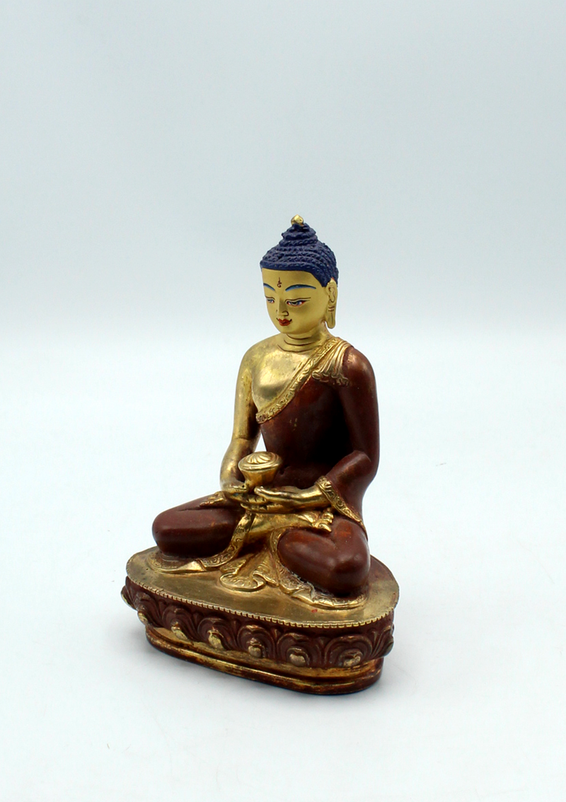 Partly Gold Plated Copper Amitabh Buddha Statue