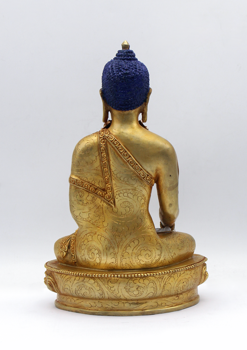 Gold Plated Crystal Shakyamuni Buddha Statue 9"H