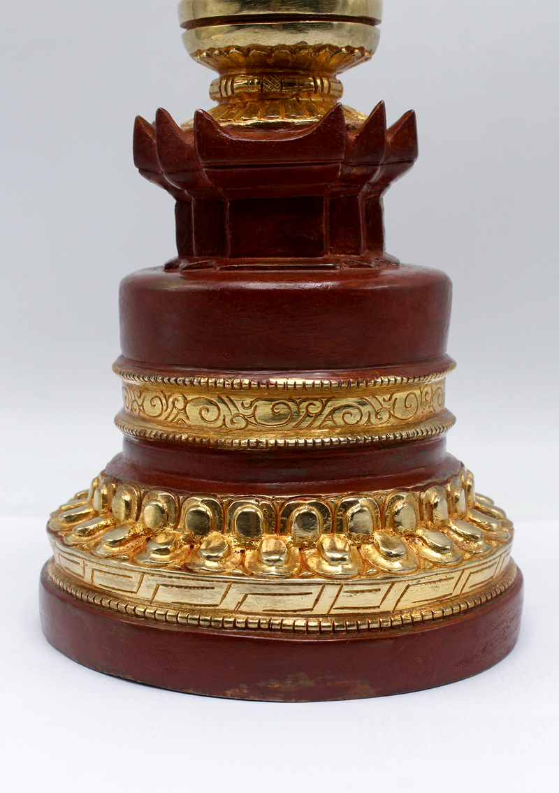 Partly Gold-Plated Stupa 11" H