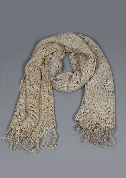 Handcrafted Nettle Fiber Woven Pattern Shawl