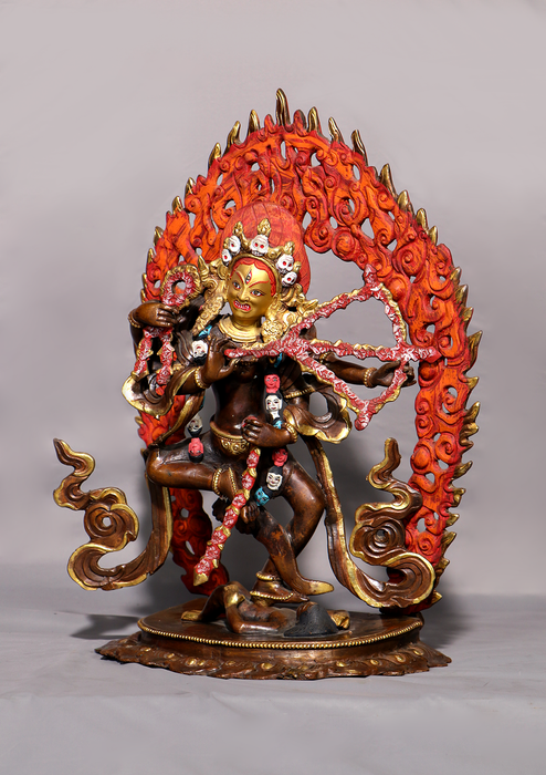 Old Style Gold Gilded Copper  Kurukulla Statue 14.5"H