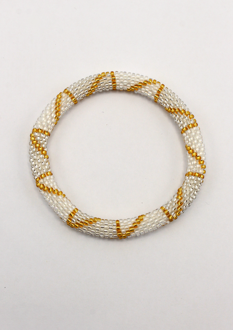 Silver Gold Mexican Snake Roll on Beads Bracelet