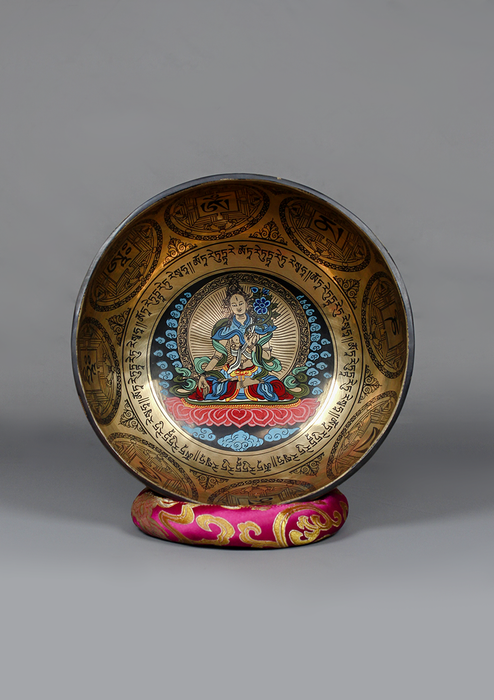 White Tara  Thangka Painting Singing Bowl E Note Purple