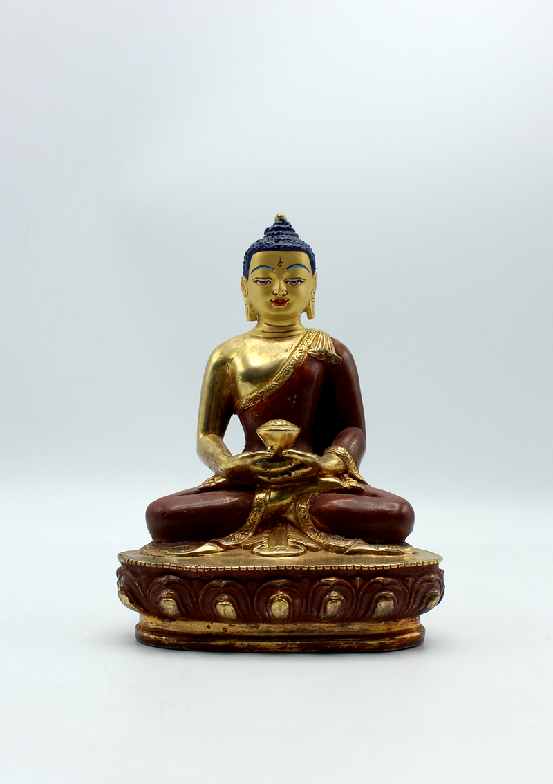 Partly Gold Plated Copper Amitabh Buddha Statue