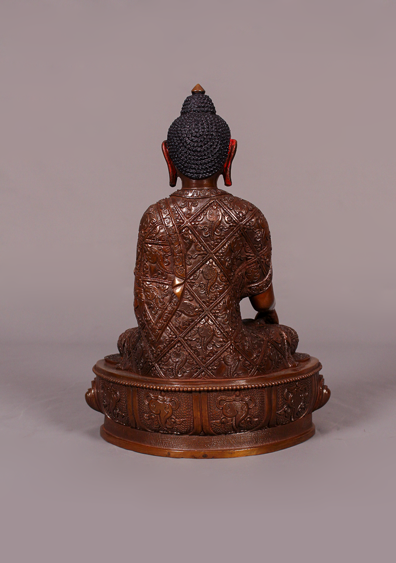 Copper Shakyamuni Beautiful Carving Buddha Statue 9" H