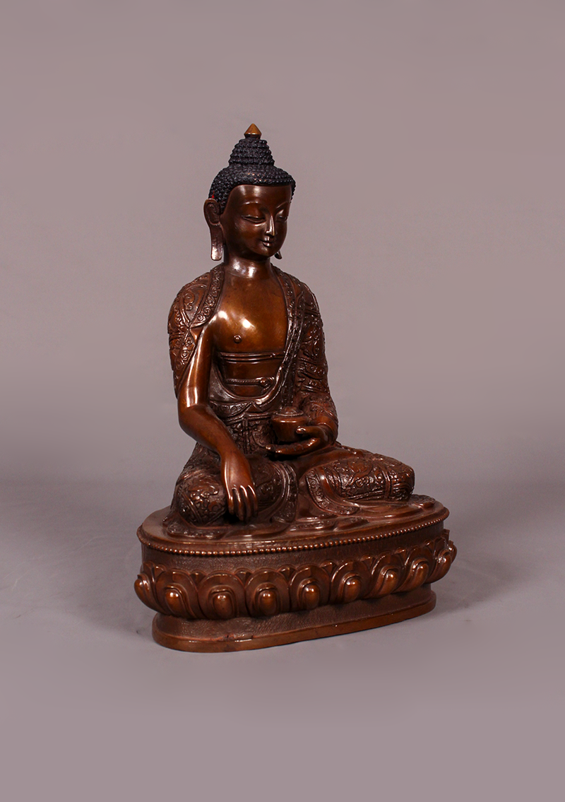 Copper Shakyamuni Beautiful Carving Buddha Statue 9" H