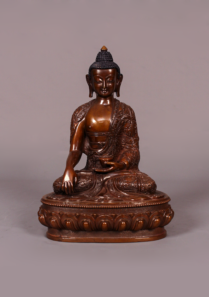 Copper Shakyamuni Beautiful Carving Buddha Statue 9" H