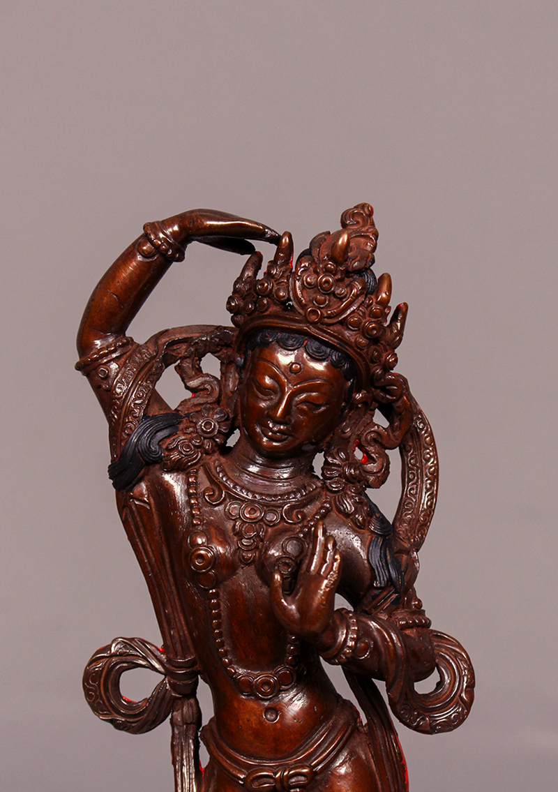 Copper Oxidized Mayadevi Statue 8"H