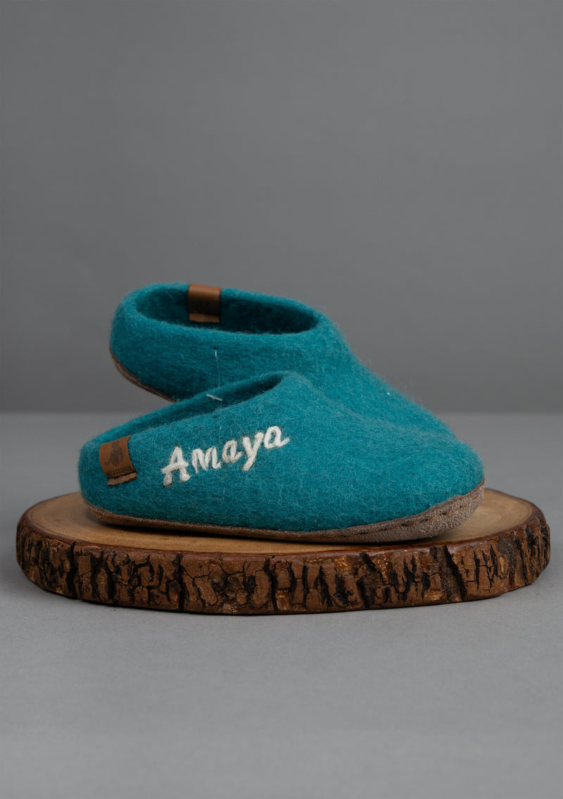 Handmade Sea Blue  Premium Classic Felt Slippers