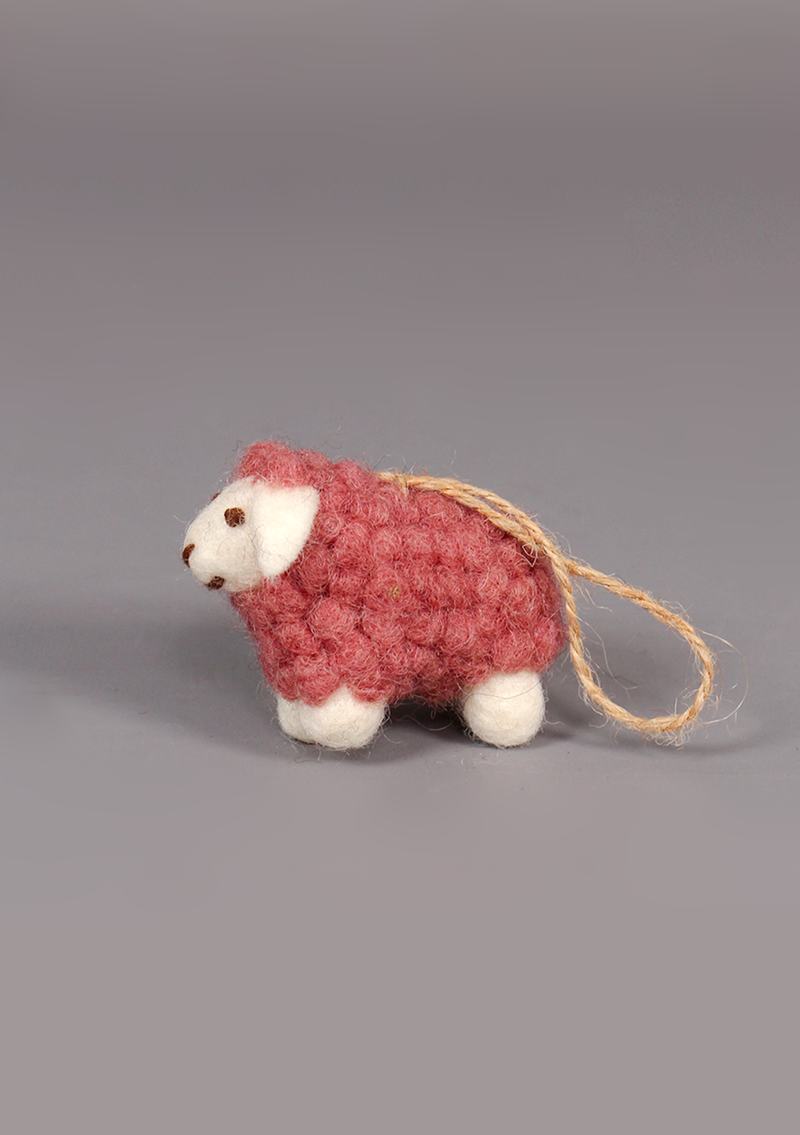 Handmade Felt Wool Sheep Hanging Ornament – Fair Trade Decor from Nepal