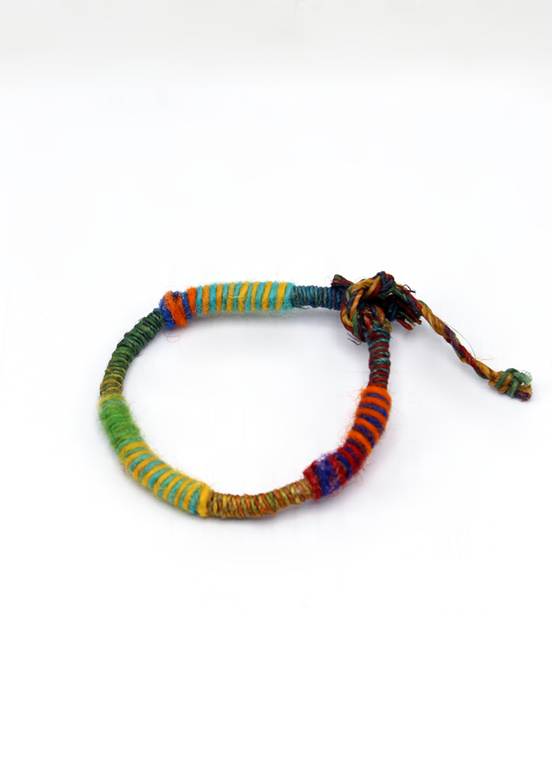 Multicolor Thick Yellow Green Hemp Braided Unisex Wrist Bracelet