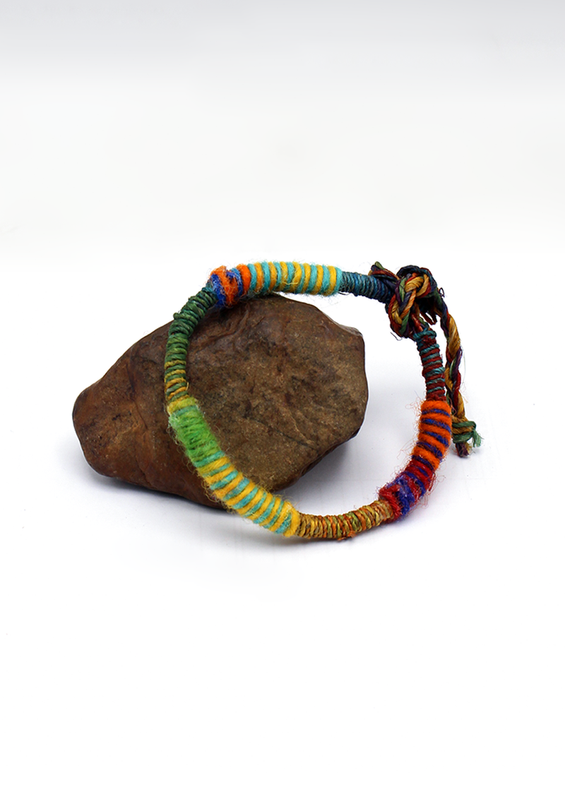 Multicolor Thick Yellow Green Hemp Braided Unisex Wrist Bracelet