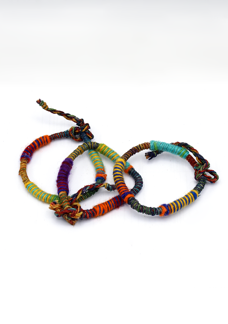 Multicolor Thick Yellow Green Hemp Braided Unisex Wrist Bracelet