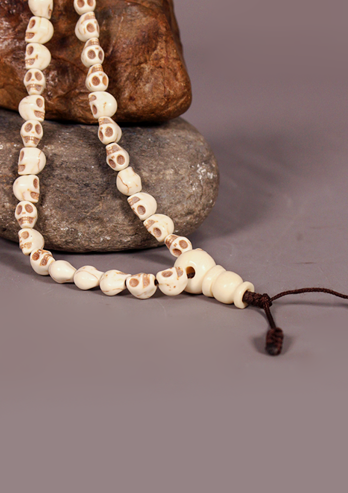 Buddhist Off White Skull Prayer Mala