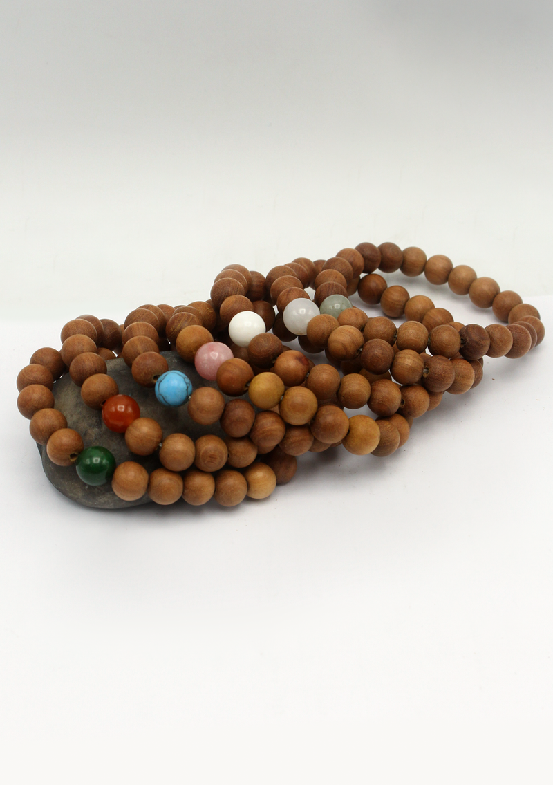 Seven Chakra Sandalwood Mala Bracelet