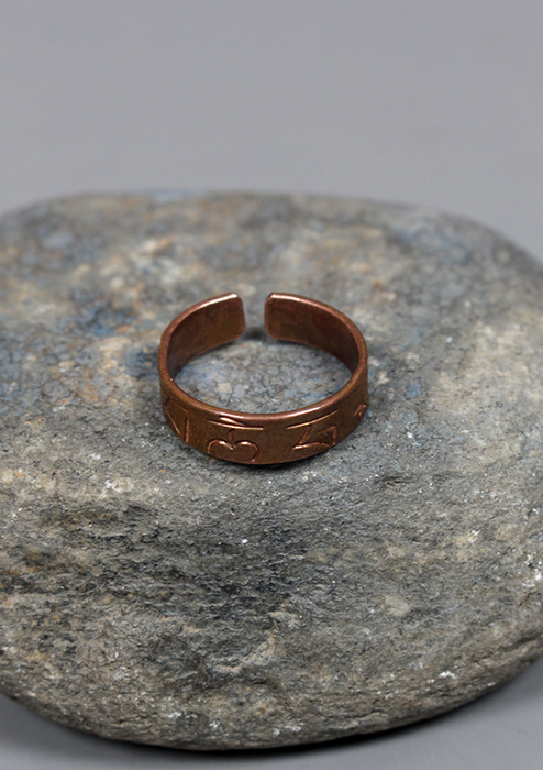 Handcarved Unisex Copper Finger Ring