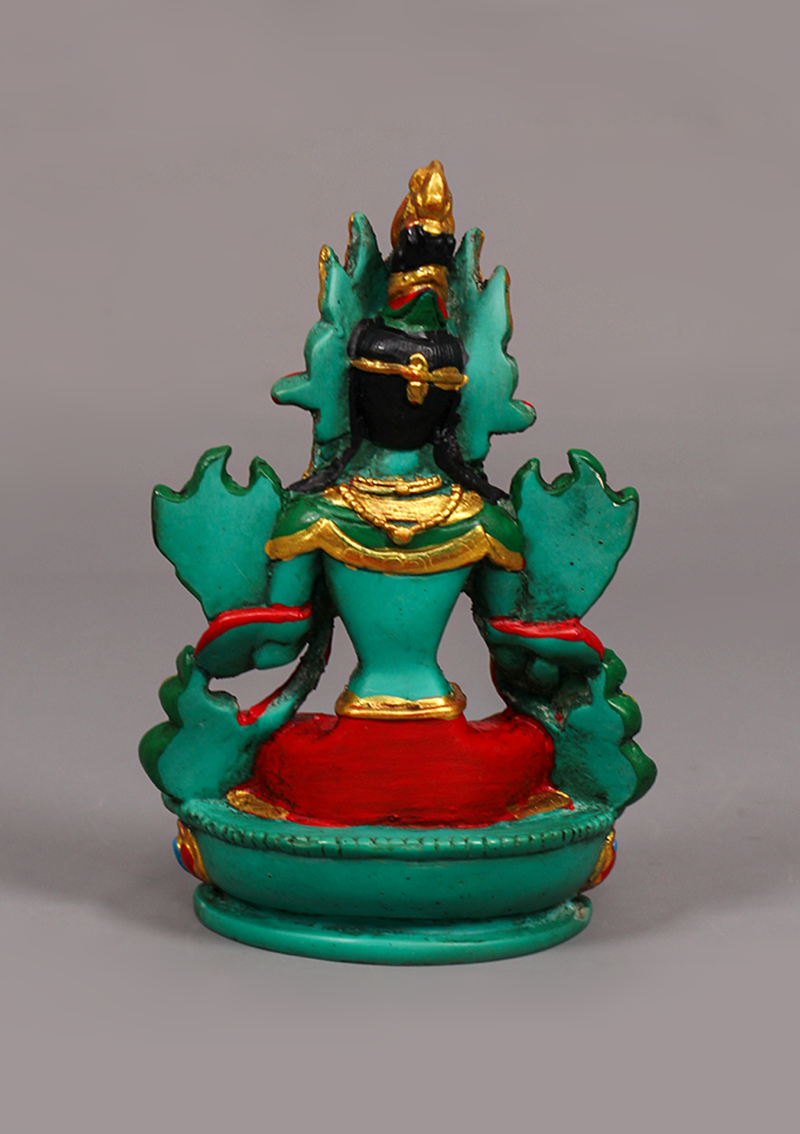 Hand Painted Resin Green Tara Statue