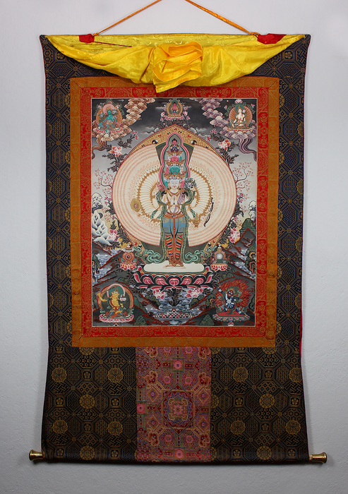 Thousand Armed Avalokiteshvara Khadi Brocade Thangka Painting