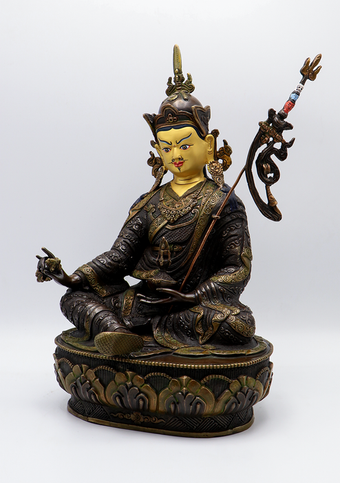 Copper Oxidized Guru Padmasambhava Statue 14.5"H