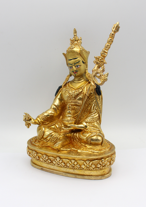 Fully Gold Plated Guru Padmasambhava Statue 8" H