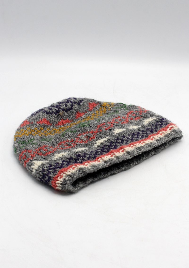 Handknited Brownish Multicolor Sherpa Beanies