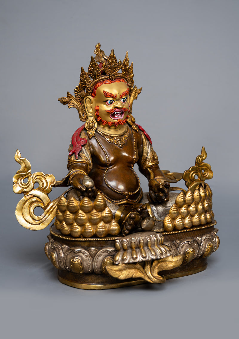 Partly Gold Plated Dzambhala Statue 16"H