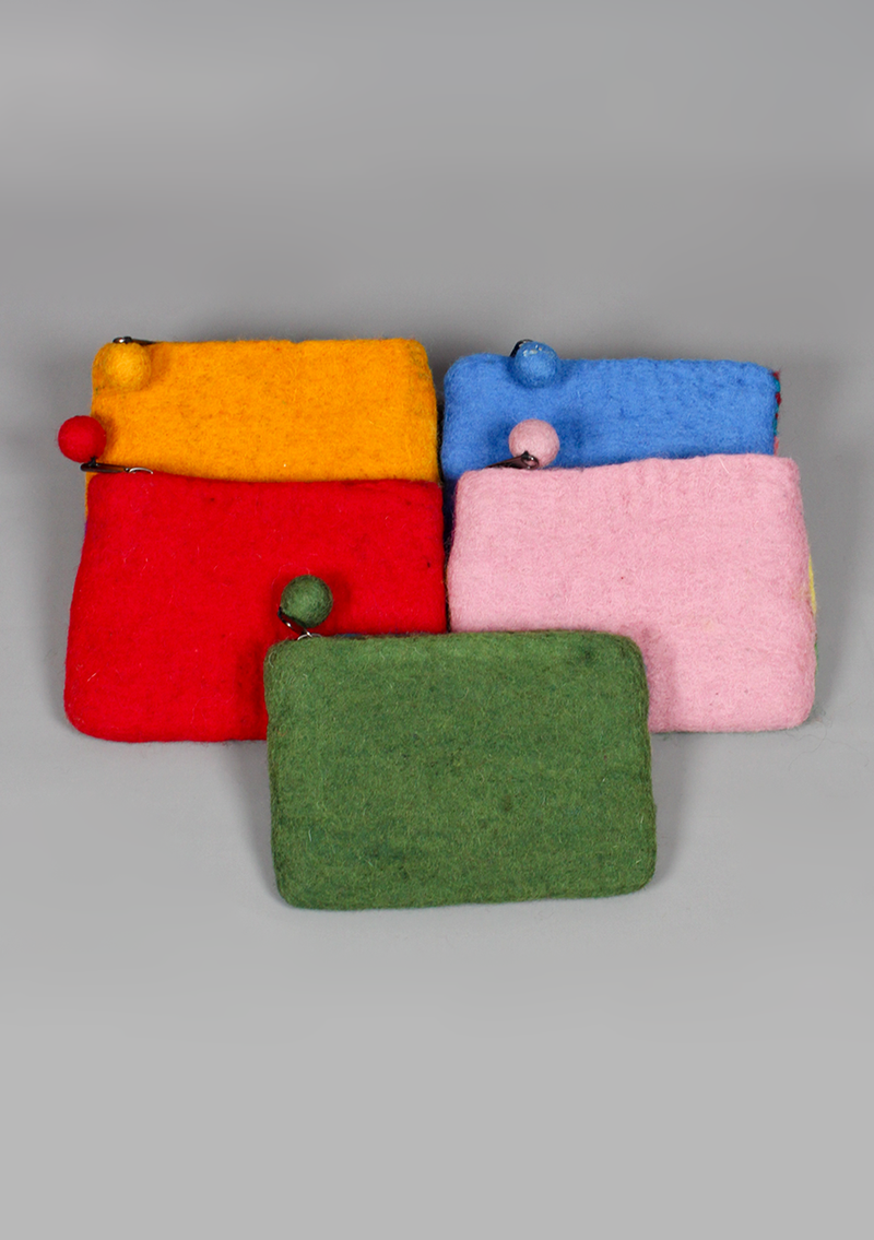 Felt Purse With Sheep and Rabbit Design