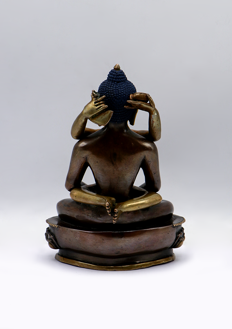 Gold Face Painted Buddha Shakti Samantabhadra Statue 7"H