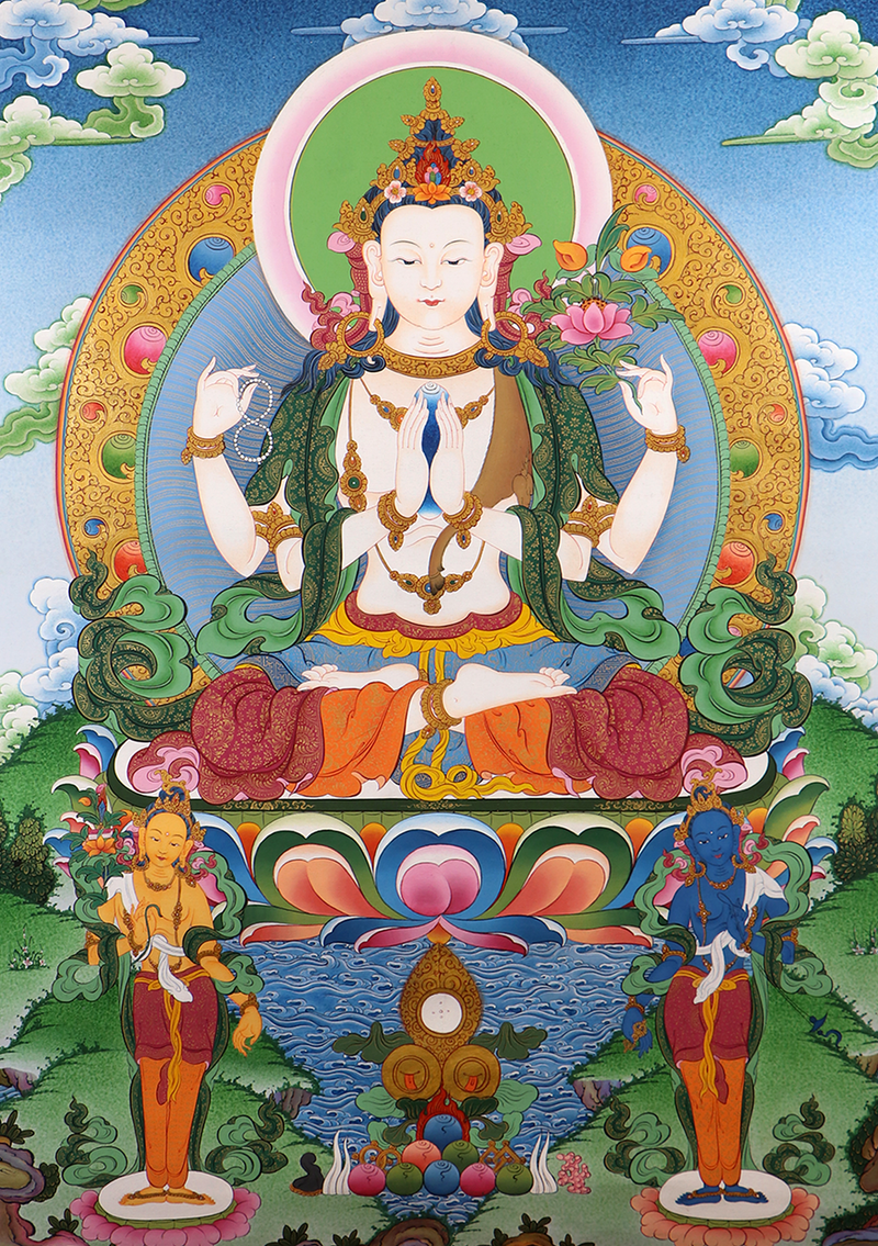 Chenrezig  God of Compassion Tibetan Thangka Painting