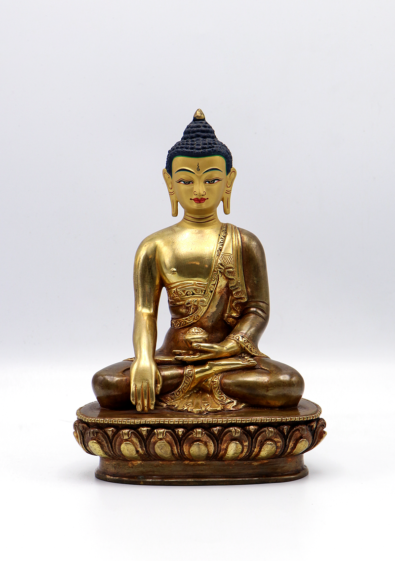 Partly Gold Plated Shakyamuni Buddha Statue 8"H